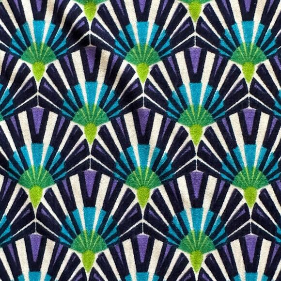 Evan Picone Dress Teal Green Purple Print Short Sleeve Faux Wrap Ruched Size 4 - Picture 9 of 12